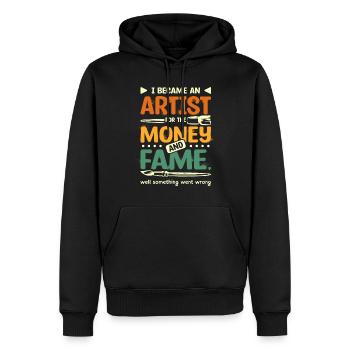 Drôle d’argent et artiste de renommée - Sweat à capuche Premium bio Homme - noir - Devant - Nico (187cm)