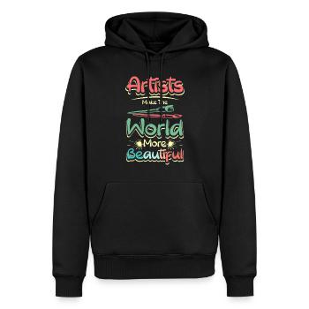 Les artistes rendent le monde plus beau - Sweat à capuche Premium bio Homme - noir - Devant - Nico (187cm)