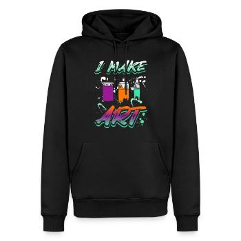 Artiste peintre je fais de l’art - Sweat à capuche Premium bio Homme - noir - Devant - Nico (187cm)