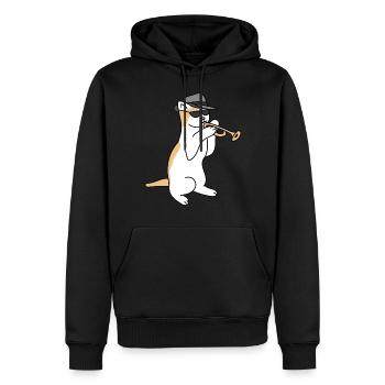 Trompettiste Cat Jazz - Sweat à capuche Premium bio Homme - noir - Devant - Nico (187cm)