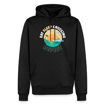 Vacances en bateau de croisière Manger dormir - Sweat à capuche Premium bio Homme - noir - Devant - Nico (187cm)