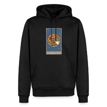 Glücksrad-Pizza Design für einen Tarotkartenleser - Männer Premium Bio Hoodie - Schwarz - Vorne - Nico (187cm)