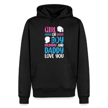 Baby Shower Baby Gender Girl Or Boy Mommy And Dadd - Männer Premium Bio Hoodie - Schwarz - Vorne - Nico (187cm)