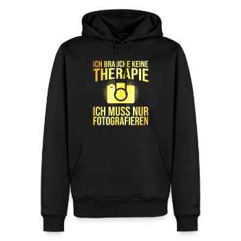 Fotografie Therapie Spruch - Männer Premium Bio Hoodie - Schwarz - Vorne - Nico (187cm)
