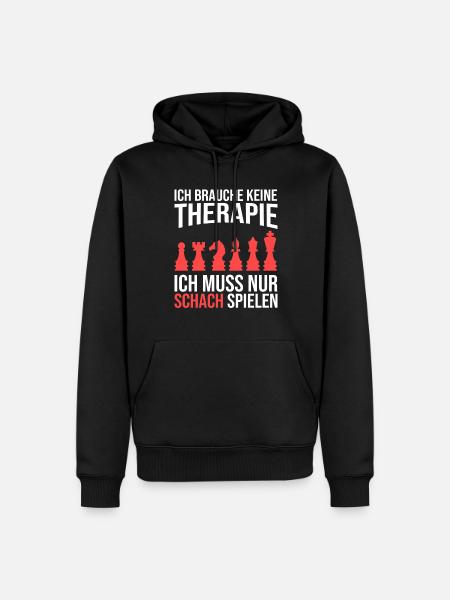 Schach Therapie Spruch - Männer Premium Bio Hoodie - Schwarz