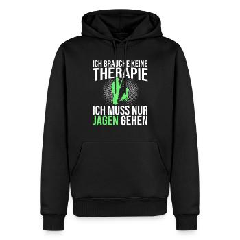 Jagen Therapie Spruch - Männer Premium Bio Hoodie - Schwarz - Vorne - Nico (187cm)