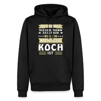 WAS EIN RICHTIGER KOCH IST - Männer Premium Bio Hoodie - Schwarz - Vorne - Nico (187cm)