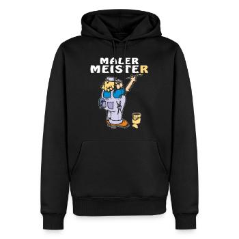 MALER MEISTER - Männer Premium Bio Hoodie - Schwarz - Vorne - Nico (187cm)