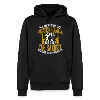 Saxophone Saxophoniste - Sweat à capuche Premium bio Homme - noir - Devant - Nico (187cm)