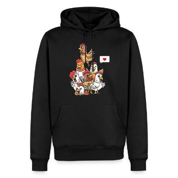 Drôles de poulets éleveurs de volaille - Sweat à capuche Premium bio Homme - noir - Devant - Nico (187cm)