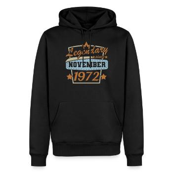 Legendär seit November 1972 Retro Sprüche 50. - Männer Premium Bio Hoodie - Schwarz - Vorne - Nico (187cm)