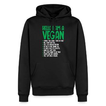 Je suis végétarien végétalien - Sweat à capuche Premium bio Homme - noir - Devant - Nico (187cm)