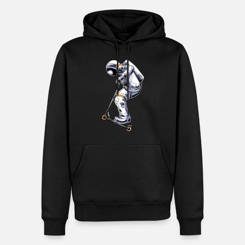 Scooter Kickroller Driver Scootering Astronaute - Sweat à capuche Premium bio Homme - noir