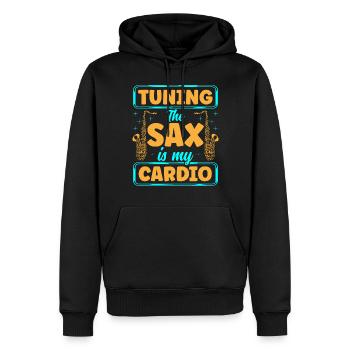 Saxophone Saxophoniste - Sweat à capuche Premium bio Homme - noir - Devant - Nico (187cm)