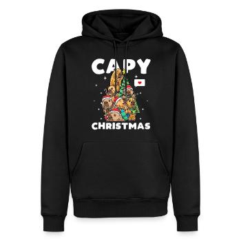 Capybara Noël Drôle - Sweat à capuche Premium bio Homme - noir - Devant - Nico (187cm)