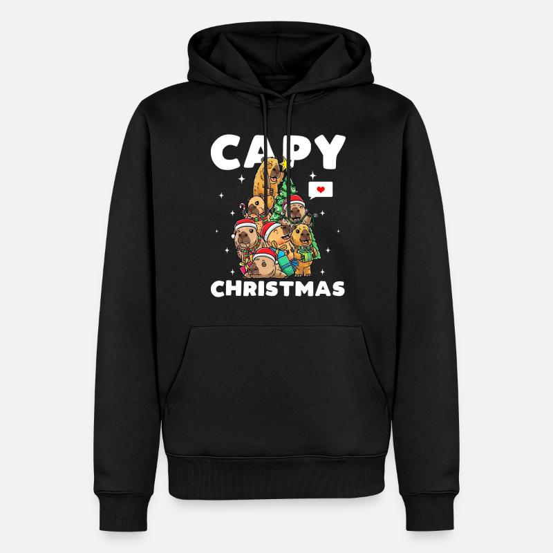 Capybara Noël Drôle - Sweat à capuche Premium bio Homme - noir