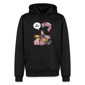 I'm Okay Funny Axolotl - Men’s Premium Organic Hoodie - black - Front - Nico (187cm)