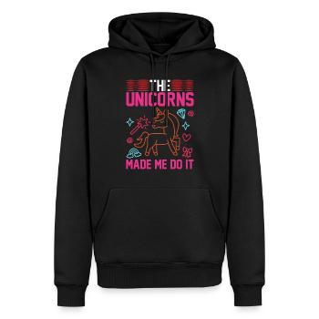 Einhorn Unicorn made me do it - Männer Premium Bio Hoodie - Schwarz - Vorne - Nico (187cm)