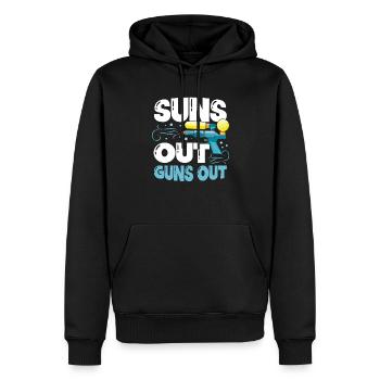 Suns Out Guns Out Pistolet de pulvérisation de pistolet à eau - Sweat à capuche Premium bio Homme - noir - Devant - Nico (187cm)