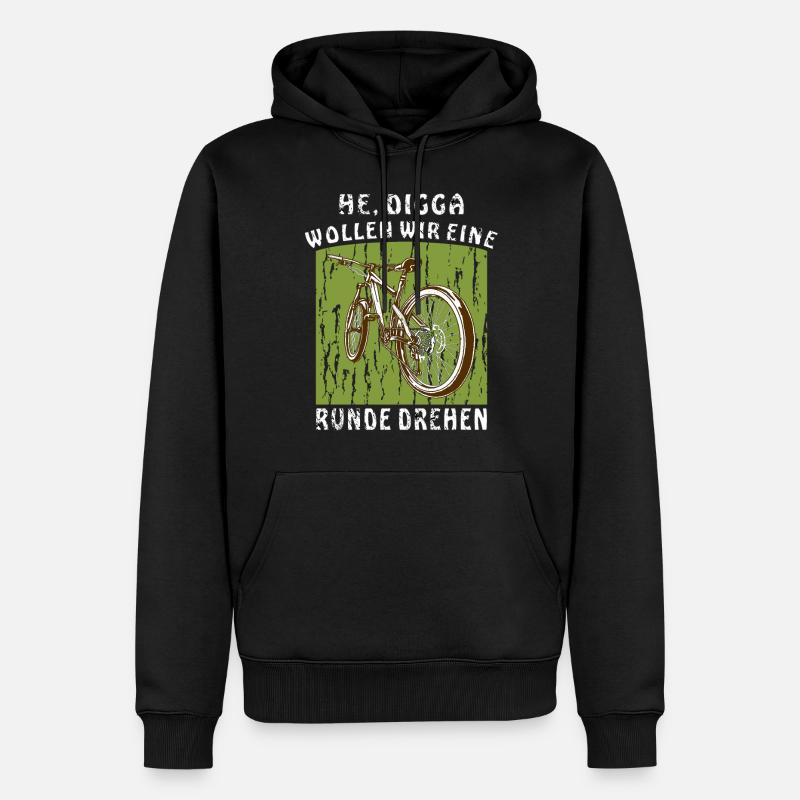 FAHRRAD HE DIGGA - Männer Premium Bio Hoodie - Schwarz