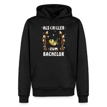 ALS CHILLER ZUM BACHELOR - Männer Premium Bio Hoodie - Schwarz - Vorne - Nico (187cm)