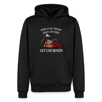 Lustiger Spruch Holzfäller mit Axt Kettensäge - Männer Premium Bio Hoodie - Schwarz - Vorne - Nico (187cm)