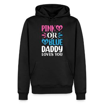 Pink Or Blue Daddy Loves You - Gender Reveal - Männer Premium Bio Hoodie - Schwarz - Vorne - Nico (187cm)