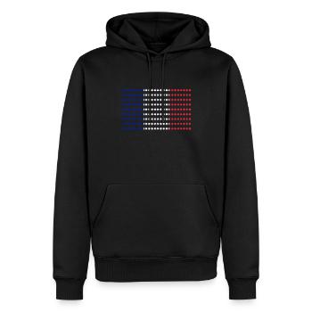 Français drapeau - Sweat à capuche Premium bio Homme - noir - Devant - Nico (187cm)