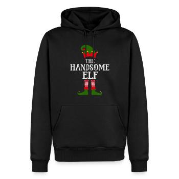 Fun The handsome Elf Christmas Design - Men’s Premium Organic Hoodie - black - Front - Nico (187cm)