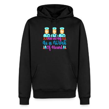 INFIRMIÈRE Les soins infirmiers sont un travail de cœur - Sweat à capuche Premium bio Homme - noir - Devant - Nico (187cm)