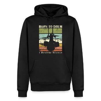 Born to drum - drummer - Men’s Premium Organic Hoodie - black - Front - Nico (187cm)
