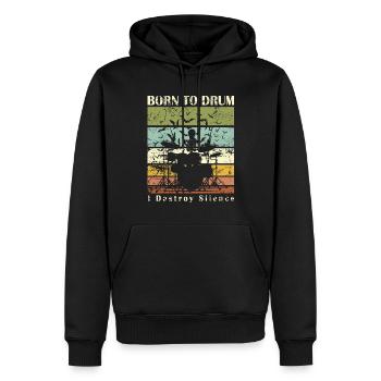 Born to drum - drummer - Men’s Premium Organic Hoodie - black - Front - Nico (187cm)