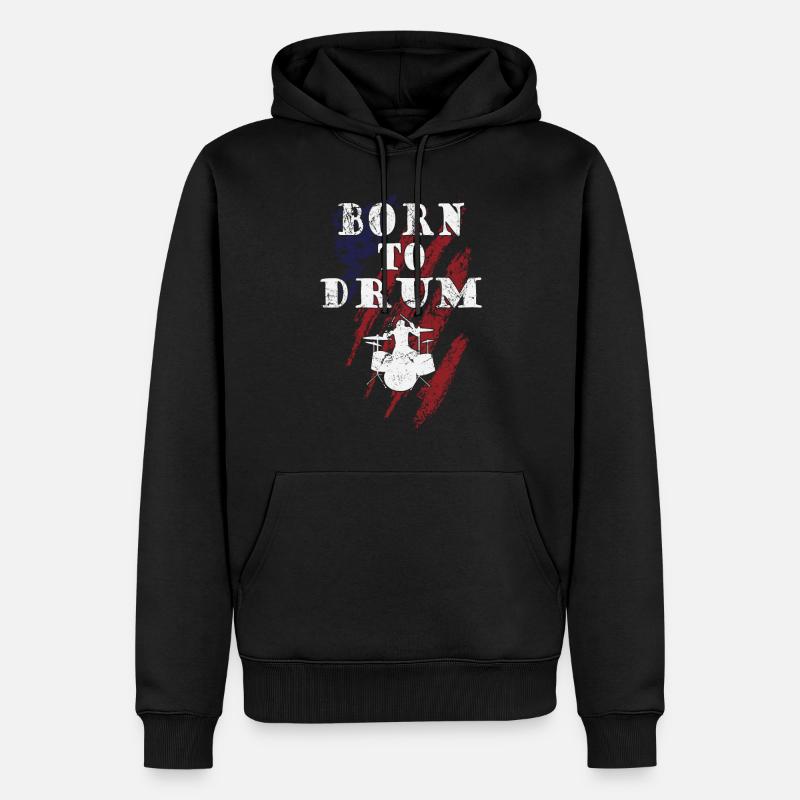 Born to drum - batteur - Sweat à capuche Premium bio Homme - noir