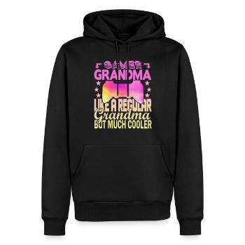 Grand-mère joueuse - Sweat à capuche Premium bio Homme - noir - Devant - Nico (187cm)