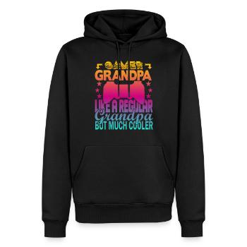 Grand-père joueur - Sweat à capuche Premium bio Homme - noir - Devant - Nico (187cm)