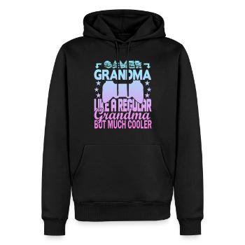 Grand-mère joueuse - Sweat à capuche Premium bio Homme - noir - Devant - Nico (187cm)