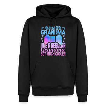 Grand-mère joueuse - Sweat à capuche Premium bio Homme - noir - Devant - Nico (187cm)