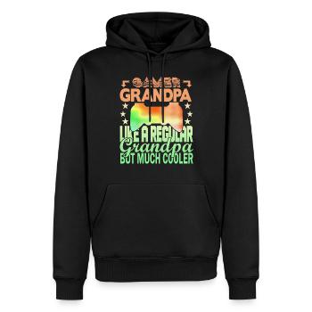 Grand-père joueur - Sweat à capuche Premium bio Homme - noir - Devant - Nico (187cm)