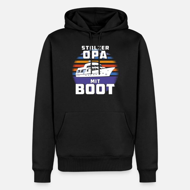 STOLZER OPA MIT BOOT - Männer Premium Bio Hoodie - Schwarz