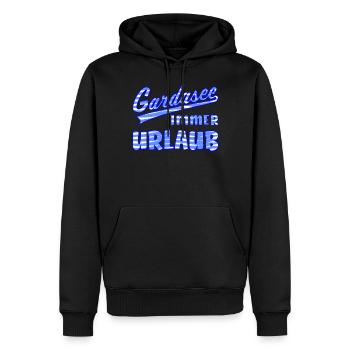 GARDASEE IMMER URLAUB - Männer Premium Bio Hoodie - Schwarz - Vorne - Nico (187cm)