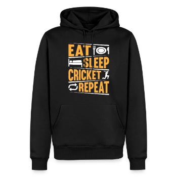 Eat Sleep Cricket Repeat - Playing Cricket Player - Männer Premium Bio Hoodie - Schwarz - Vorne - Nico (187cm)
