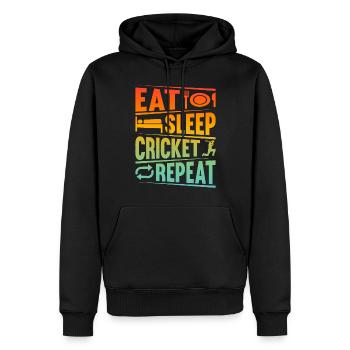 Cricket Player - Eat Sleep Cricket Repeat - Männer Premium Bio Hoodie - Schwarz - Vorne - Nico (187cm)