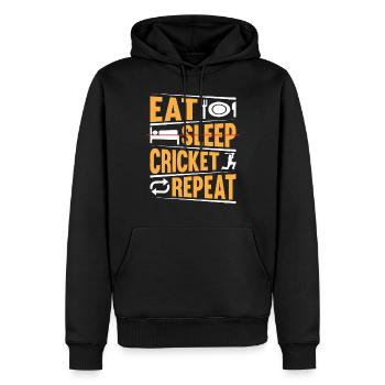 Eat Sleep Cricket Repeat - Playing Cricket Player - Männer Premium Bio Hoodie - Schwarz - Vorne - Nico (187cm)