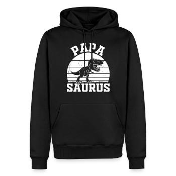 Papa Saurus Papa Dinosaure - Papasaurus - Sweat à capuche Premium bio Homme - noir - Devant - Nico (187cm)