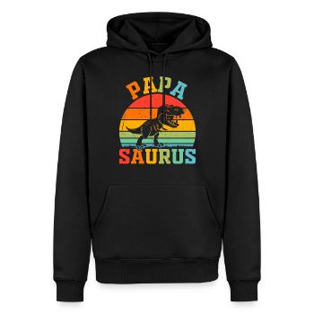 Papasaurus - Papa Saurus Papa Dino - Sweat à capuche Premium bio Homme - noir - Devant - Nico (187cm)