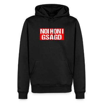Noi Hon i Gsagd Bavarian dialect Bavaria Vienna - Men’s Premium Organic Hoodie - black - Front - Nico (187cm)
