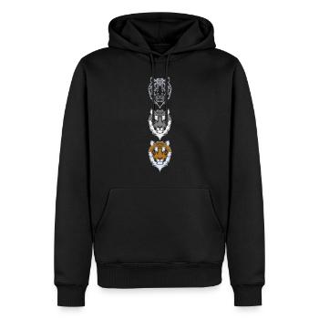Tiger Kunst Tigerkopf Tiermotiv mit Wildtieren - Männer Premium Bio Hoodie - Schwarz - Vorne - Nico (187cm)