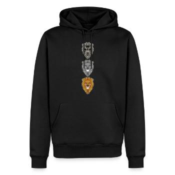 Tête d’animal de lion Motif animal prédateur avec la faune - Sweat à capuche Premium bio Homme - noir - Devant - Nico (187cm)