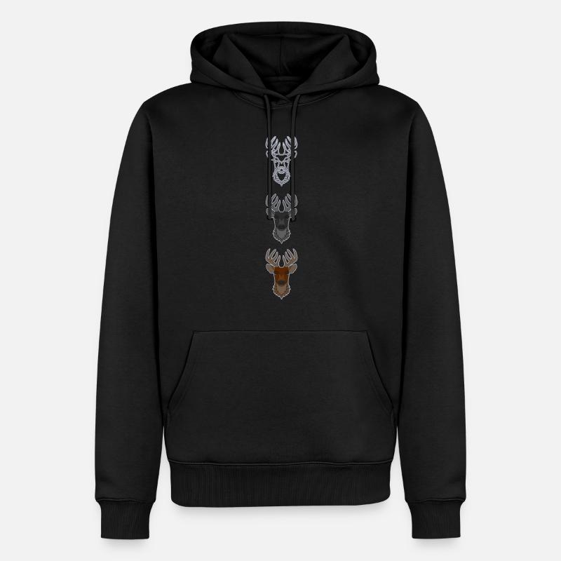 Rothirsch Geweih mit Hirschgeweih - Männer Premium Bio Hoodie - Schwarz