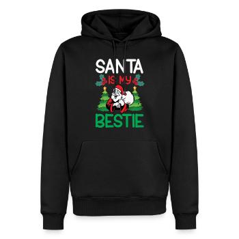 Noël Père Noël mon meilleur ami - Sweat à capuche Premium bio Homme - noir - Devant - Nico (187cm)